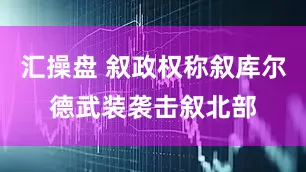 汇操盘 叙政权称叙库尔德武装袭击叙北部